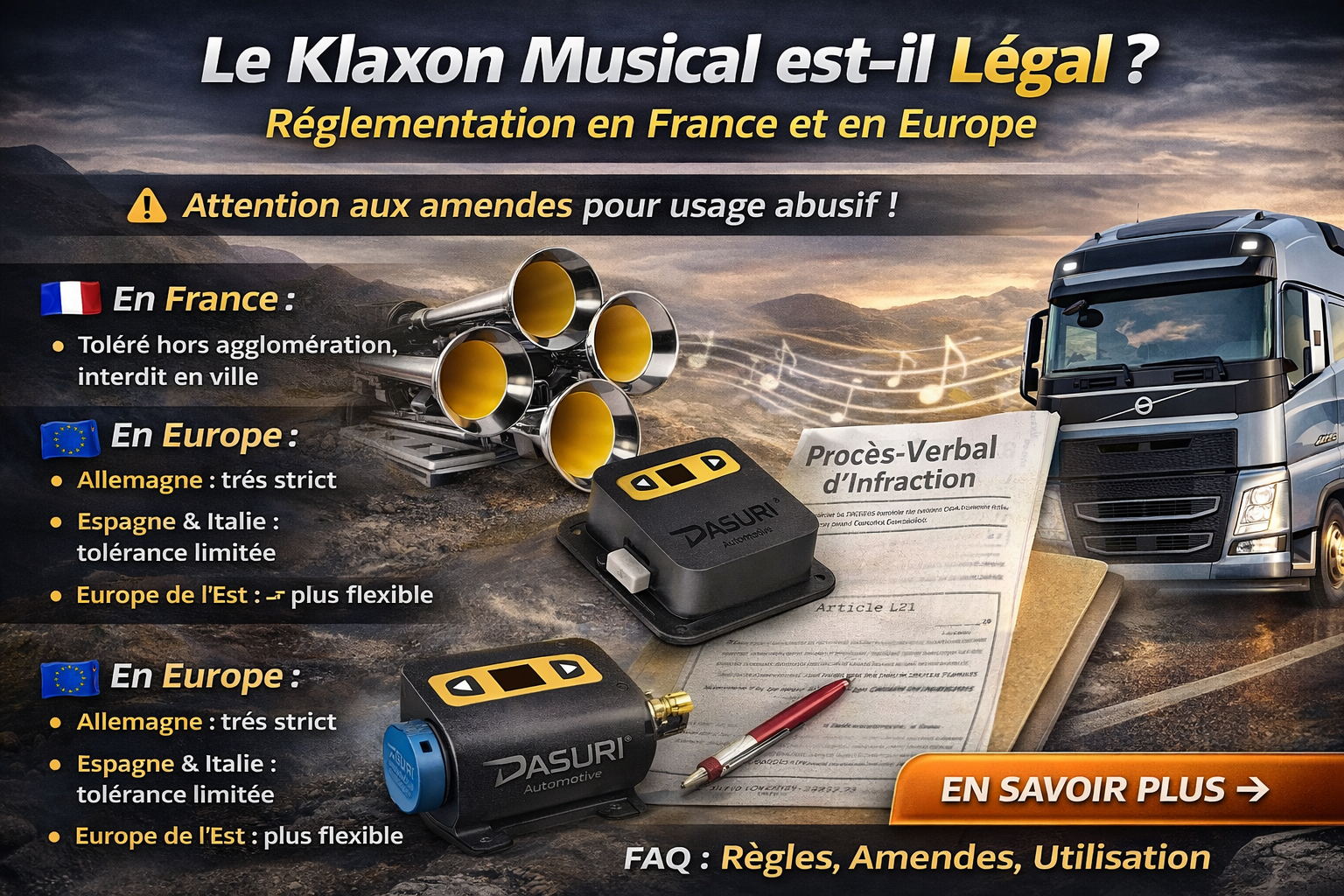 Les klaxons musicaux sont-ils autorisés en France et en Europe ?