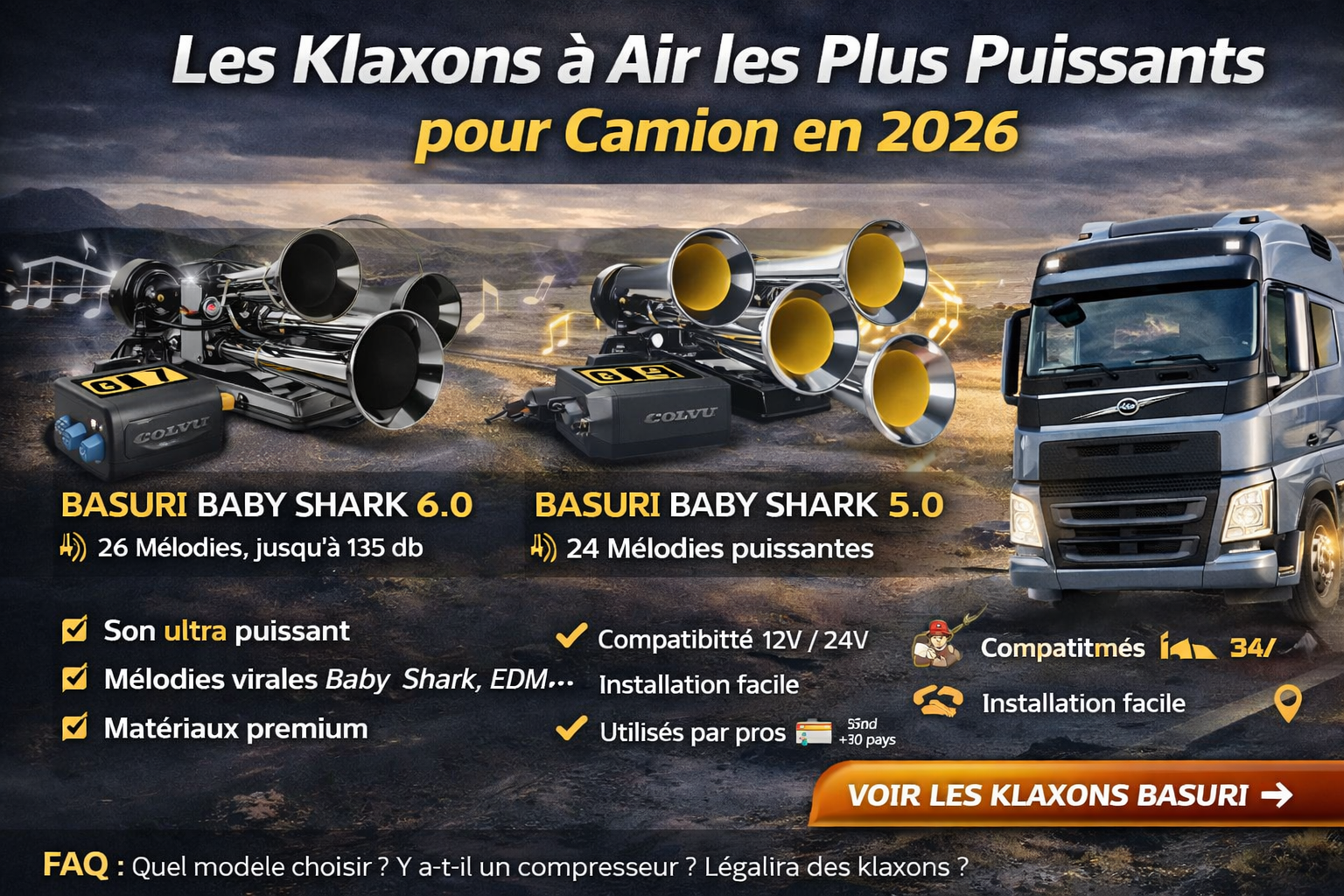 Les klaxons à air les plus puissants pour camions et poids lourds en 2026