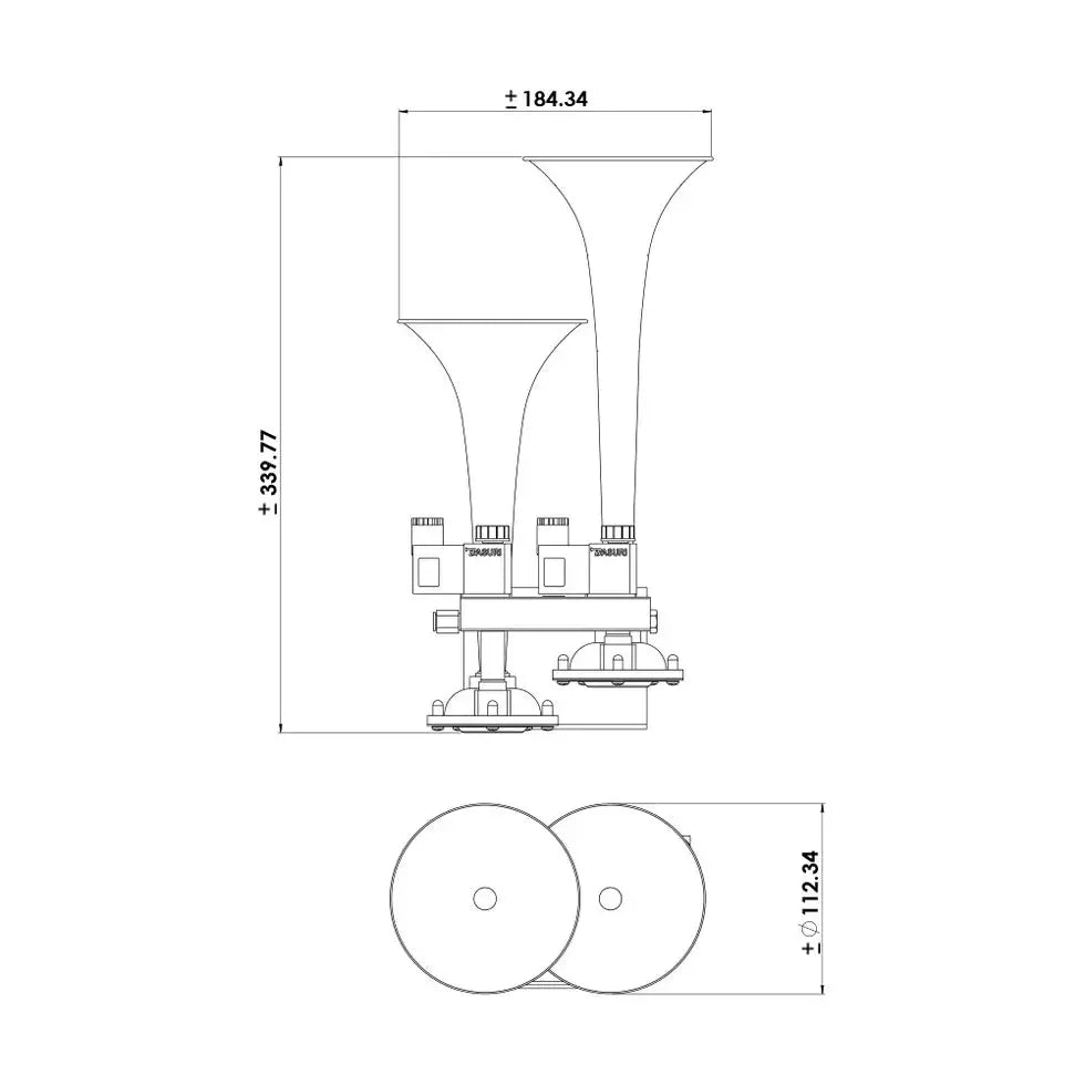 BASURI® Air Horn 12 Sounds (Dual Jumbo) | 12-24 Volt Basuri Shop