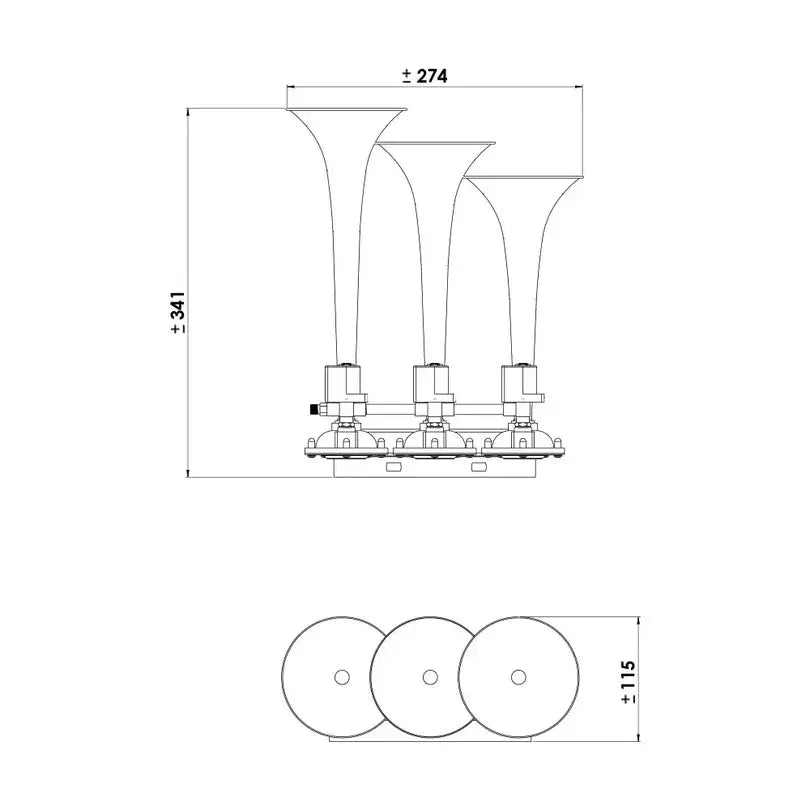 BASURI® Air Horn 16 Sounds (Tri Jumbo) | 12-24 Volt SUV4x4CUSTOM