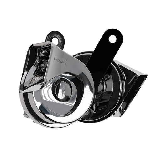Basuri Chrome Trumpet Horn 12V – Dual Tone, 105–118 dB