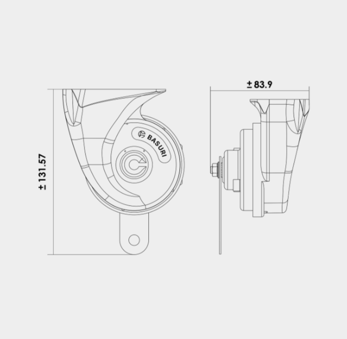 Basuri 12V Black Trumpet Horn (410/510 Hz, 105-118 dB)