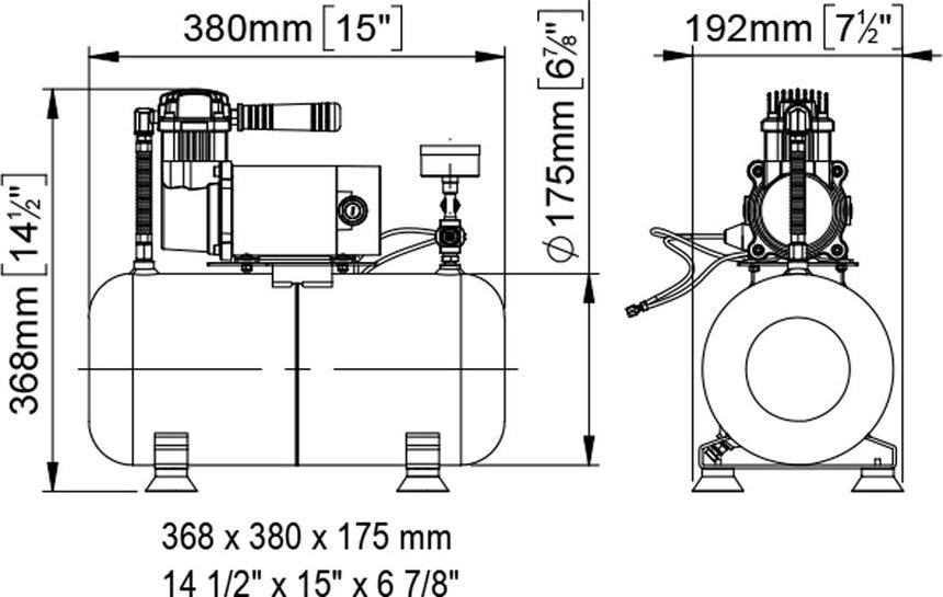 M3 Electric Compressor | 8 Bar | AISI 304 Stainless Steel Tank | Compact Air System