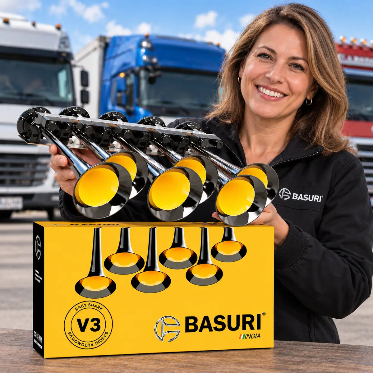 BASURI® Air Horn 20 Sounds (Baby Shark 3.0) | 12-24 Volt