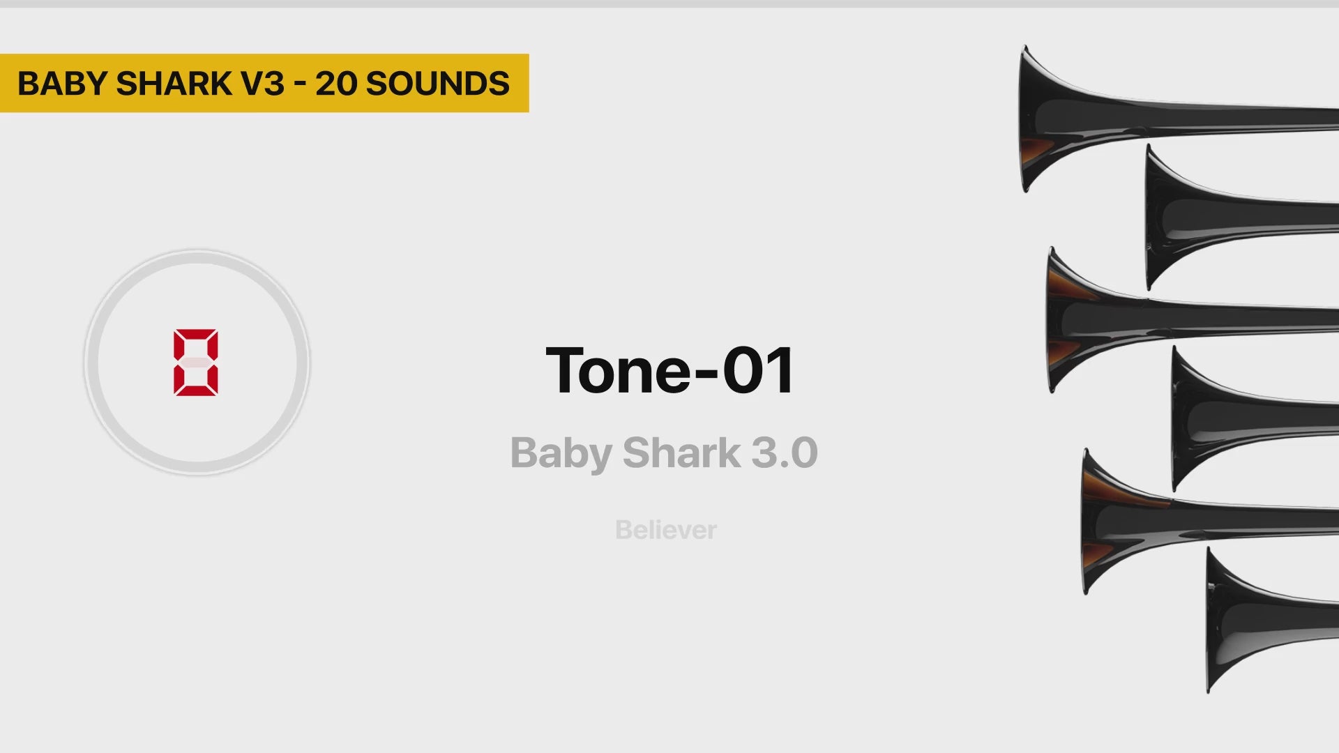 BASURI Musical Horn　BabyShark BASURI® Air Horn 20 Sounds (Baby Shark 3.0) | 1224 Volt Basuri