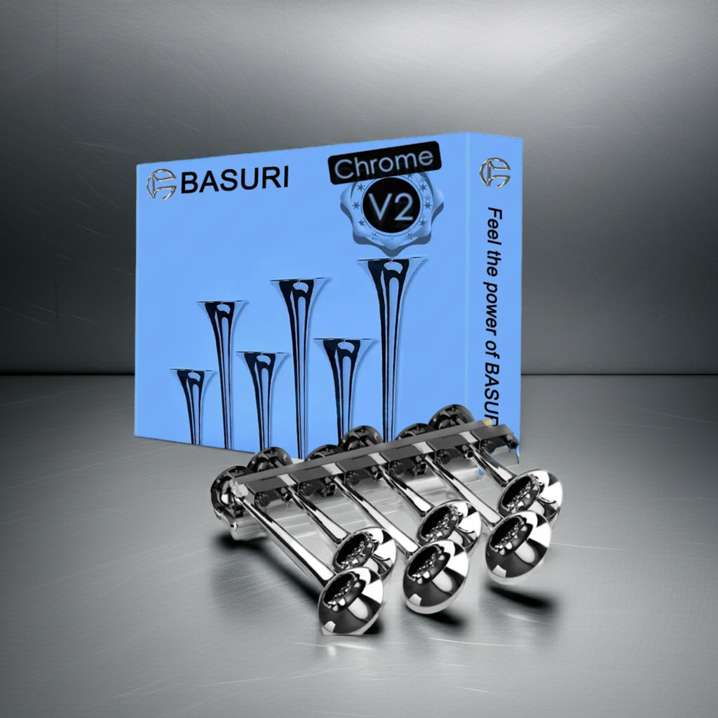 Klaxon pneumatique BASURI 18 sons (Chrome Baby Shark 2.0) | 12-24 Volts