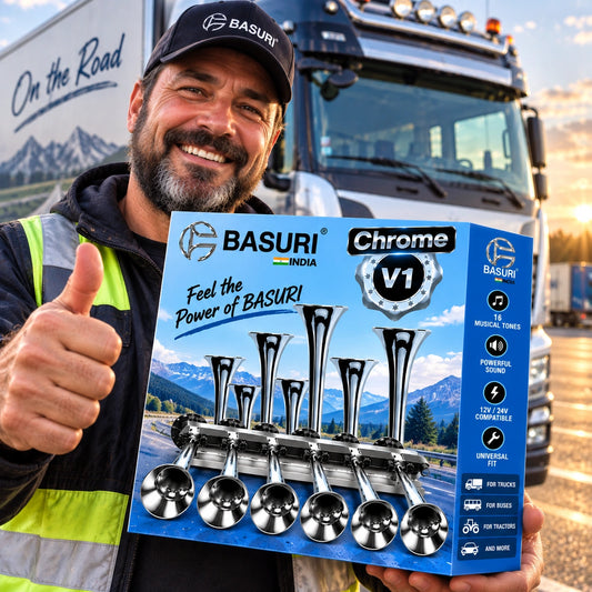 Clacson ad Aria BASURI 31 Suoni (Baby Shark 1.0 Cromato) | 12-24 Volt
