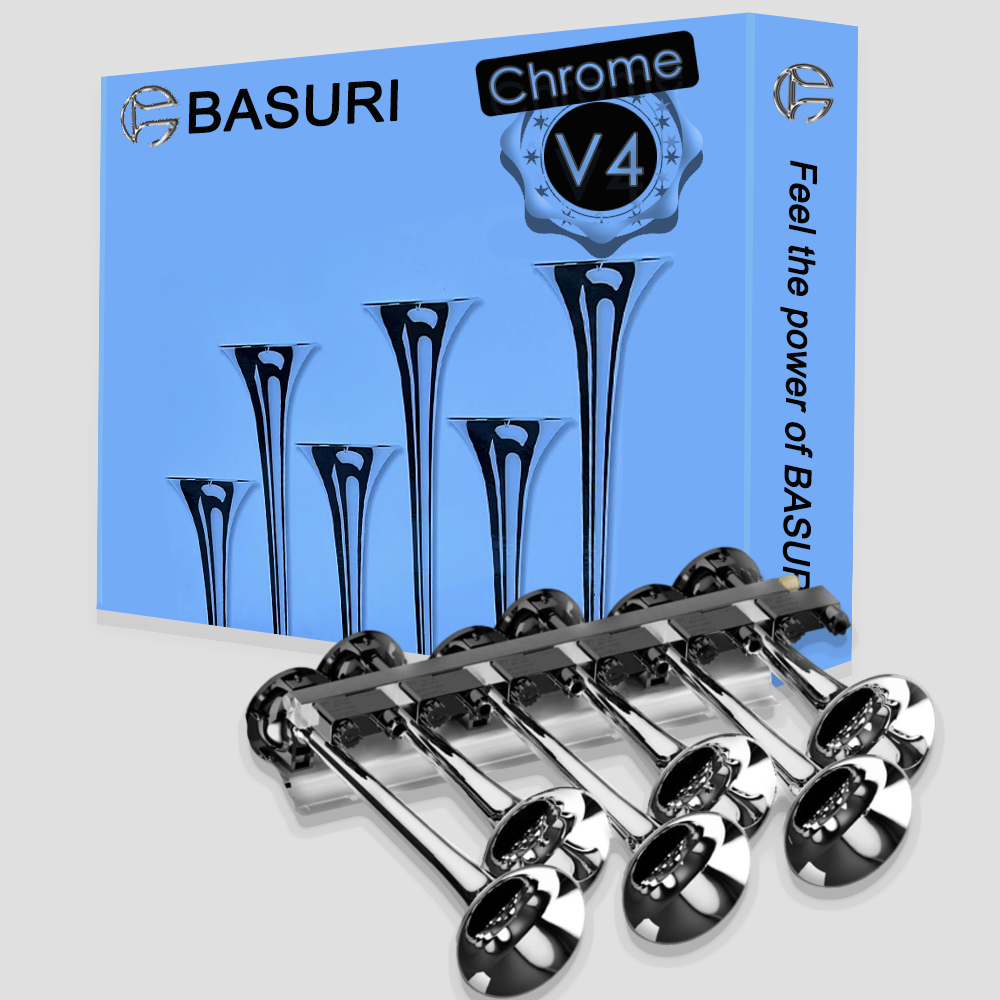 BASURI® Air Horn 22 Sound (Chrome Baby Shark 4.0) | 12-24 Volt
